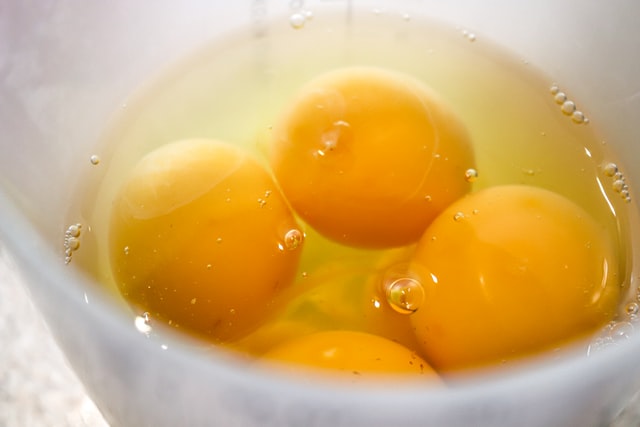 Egg yolks in a bowl.